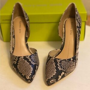 Gianni Bini Snakeskin High Heels, Black & Cream size 7M